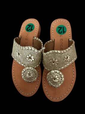 New! Jack Rogers Kids gold Glitter original jack Flat Sandals Size 12